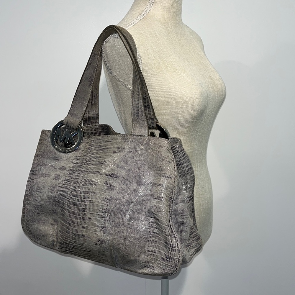 MICHAEL Michael Kors Fulton East West Snakeskin Embossed Leather Tote Bag - Picture 3 of 16